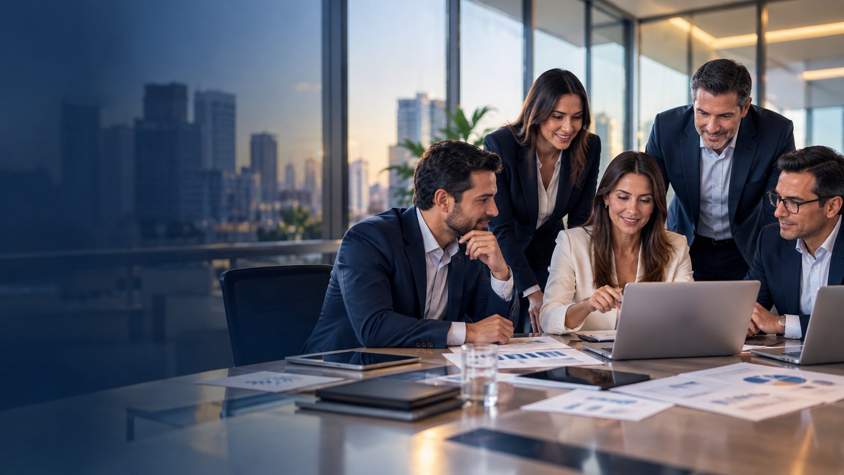 Equipo ejecutivo analizando información financiera y operativa